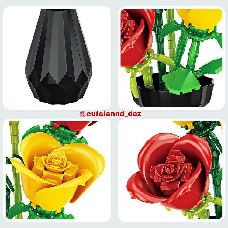 لگو گل رز ساختنی با گلدانROSES BOUQUET مدل 3026، 249 قطعه