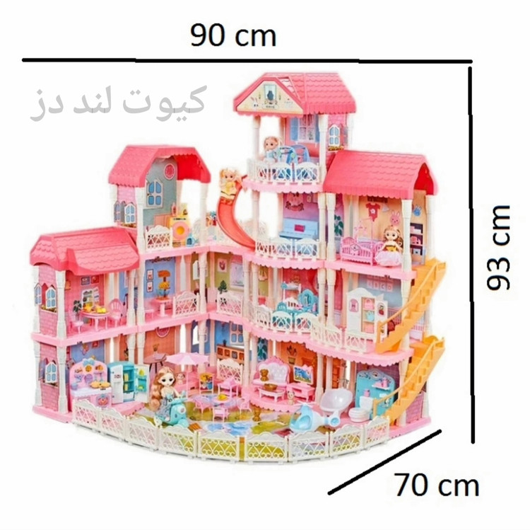قصر رویایی دخترانه چند طبقه DIY (ساختنی) مدل Castle Villa – اسباببازی ویلای بزرگ به همراه عروسک و اثاثیه کامل