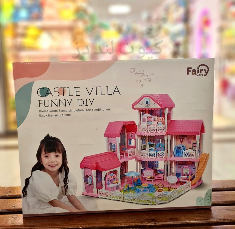 قصر رویایی دخترانه چند طبقه DIY (ساختنی) مدل Castle Villa – اسباببازی ویلای بزرگ به همراه عروسک و اثاثیه کامل