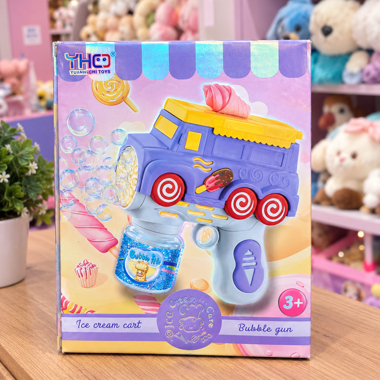 تفنگ حباب‌ساز طرح ماشین بستنی چراغ‌دار و باتری‌خور | Bubble Gun