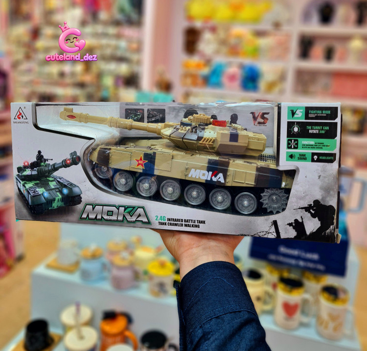 تانک جنگی کنترلی 2.4G MOKA مدل 59D TANK با چراغ، صدا و برجک چرخشی ۳۰۰ درجه