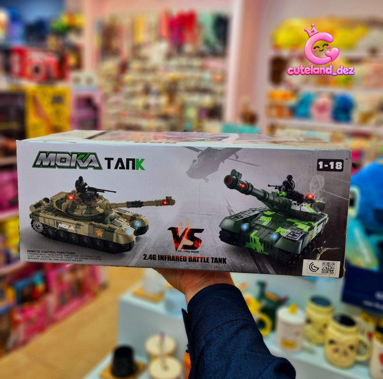 تانک جنگی کنترلی 2.4G MOKA مدل 59D TANK با چراغ، صدا و برجک چرخشی ۳۰۰ درجه